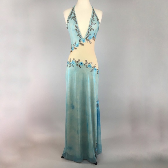 Couture Hand Painted Evening Gown - Picture 2 of 8